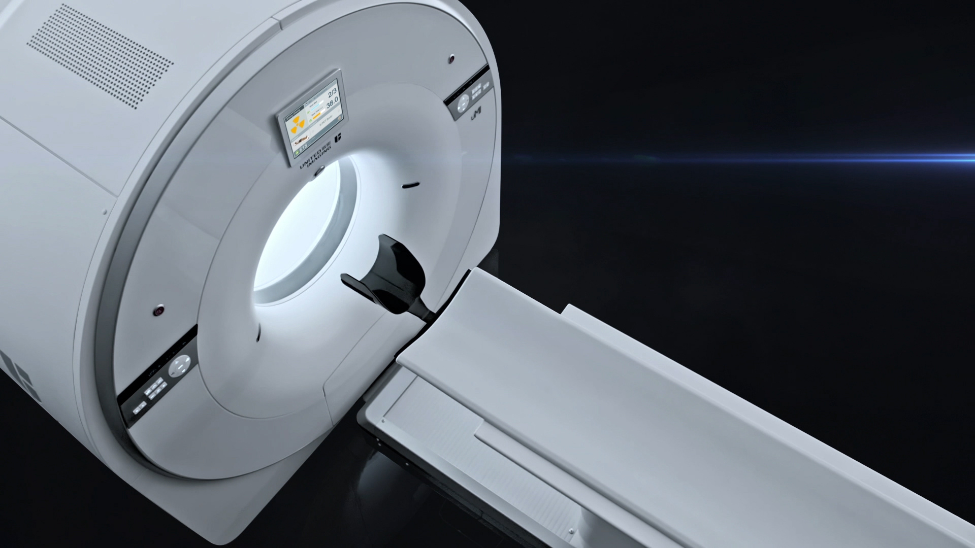 a white uMI Vista with integrated-light-guide digital PET detector